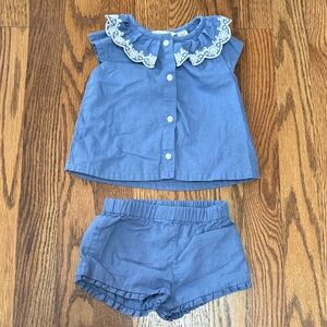 Janie and Jack Cotton Two-Piece Shirt & Shorts Set 3–6M